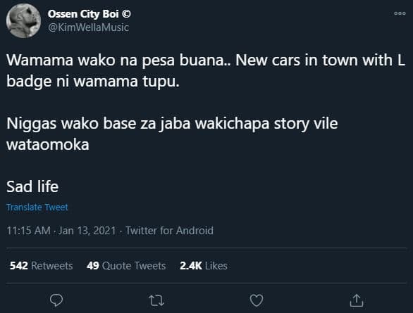 Ossen city boi kimwellamusic wamama wako na pesa buana.. new cars in town with l