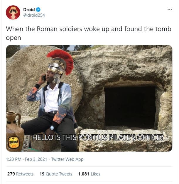 Droid droid254 when the roman soldiers woke up and found the tomb open hello is