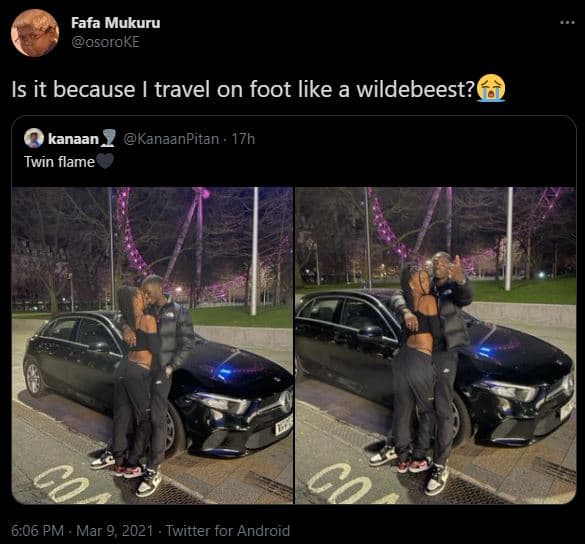 Fafa mukuru osoroke is it because travel on foot like a wildebeest? kanaan twin