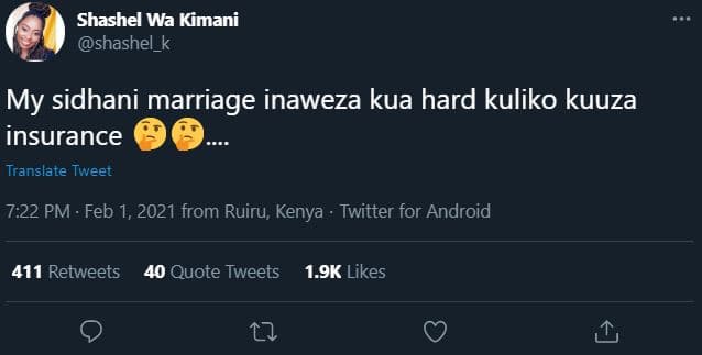 Shashel wa kimani shashel_k my sidhani marriage inaweza kua hard kuliko kuuza in