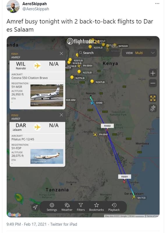 Aeroskippah aeroskippah amref busy tonight with 2 backtoback flights to dar es s