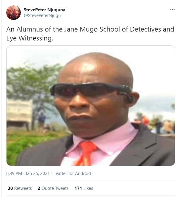 Stevepeter njuguna stevepeternjugu an alumnus of the jane mugo school of detecti