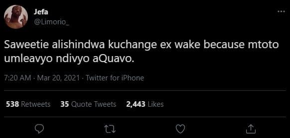 Jefa limorio _ saweetie alishindwa kuchange ex wake because mtoto umleavyo ndivy