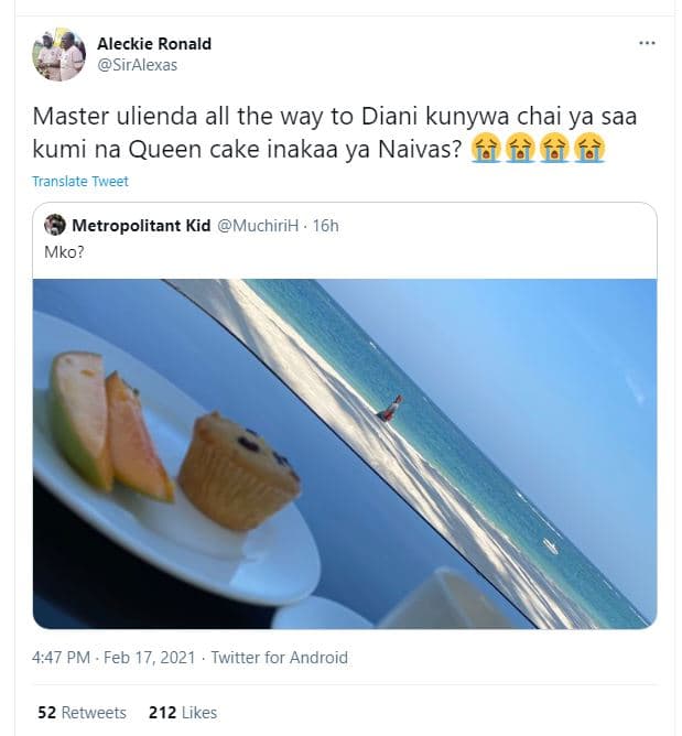 Aleckie ronald siralexas master ulienda all the way to diani kunywa chai ya saa