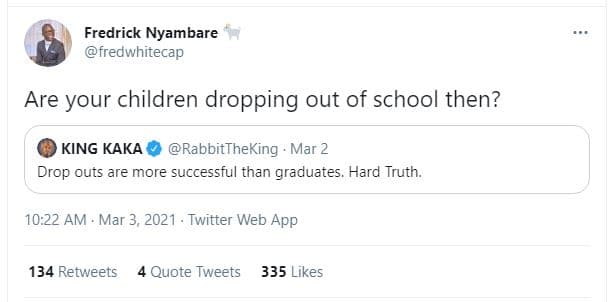 Fredrick nyambare fredwhitecap are your children dropping out of school then? ki