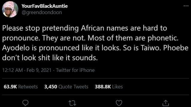 Yourfavblackauntie greendoondoon please stop pretending african names are hard t