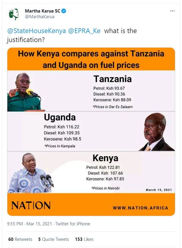 Martha karua sc marthakarua statehousekenya epra_ke what is the justification? h