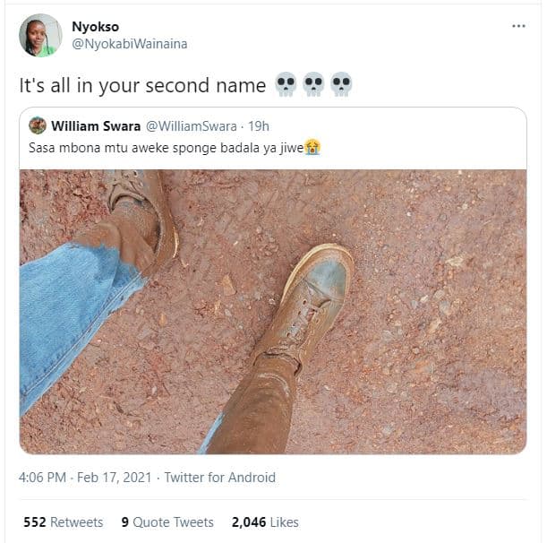 Nyokso nyokabiwainaina it's all in your second name william swara williamswara 1