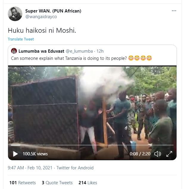 Super wan. pun african wangaidrayco huku haikosi ni moshi translate tweet lumumb