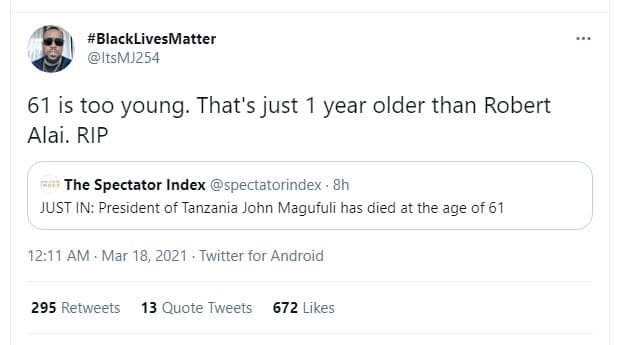 Blacklivesmatter itsmj254 61 is too young. that's just year older than robert al