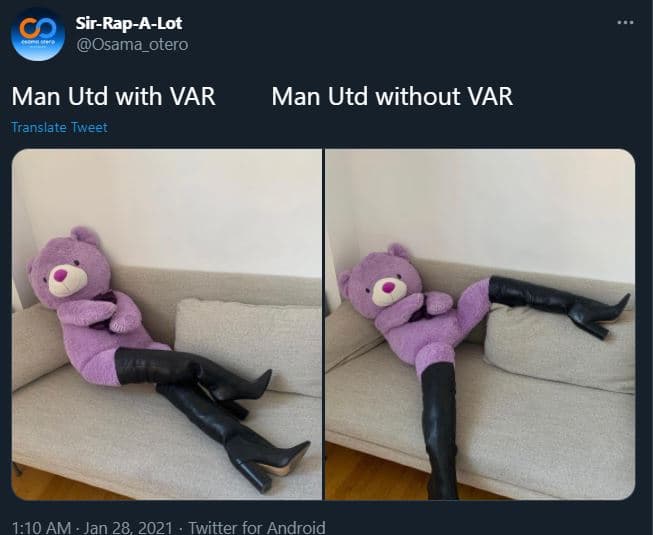 Sirrapalot osama_otero man utd with var translate tweet man utd without var 110