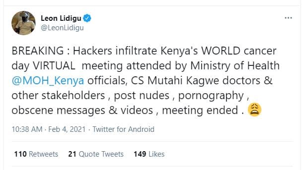 Leon lidigu leonlidigu breaking hackers infiltrate kenya's world cancer day virt