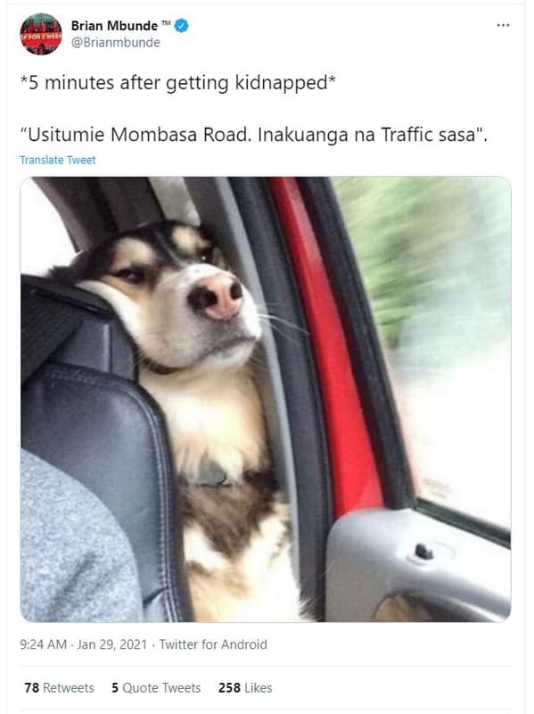 Brian mbunde brianmbunde 5 minutes after getting kidnapped usitumie mombasa road