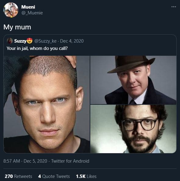 Mueni _muenie my mum suzzy suzzy_ke dec 4, your in jail, whom do you call? 8.57