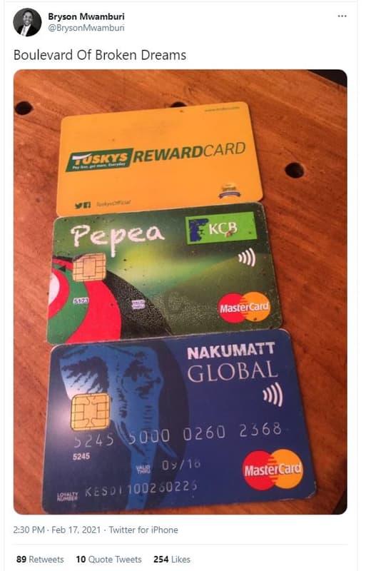 Bryson mwamburi brysonmiwamburi boulevard of broken dreams zasggrewardcard kcb p