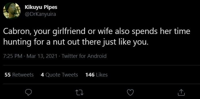 Kikuyu pipes drkanyuira cabron your girlfriend or wife also spends her time hunt