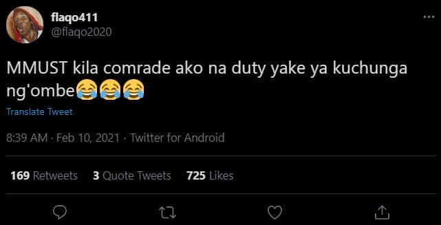 Flaqo411 flaqo2ozo mmust kila comrade ako na duty yake ya kuchunga ng'ombel tran