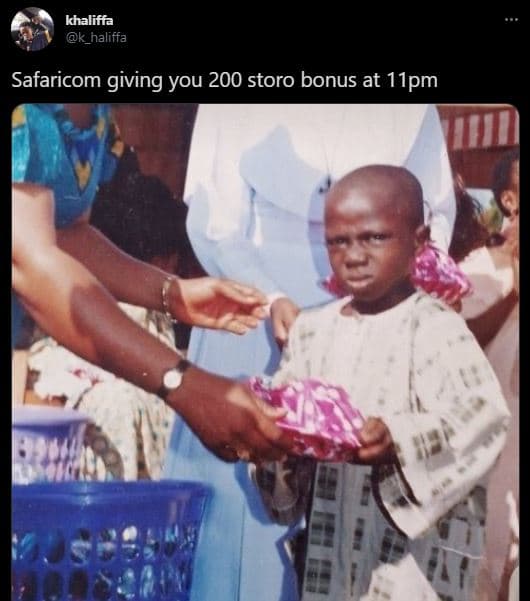 Khaliffa k_haliffa safaricom giving you 200 storo bonus at 11pm