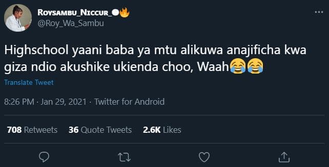 Roysambu_niccur roy_wa_sambu highschool yaani baba ya mtu alikuwa anajificha kwa