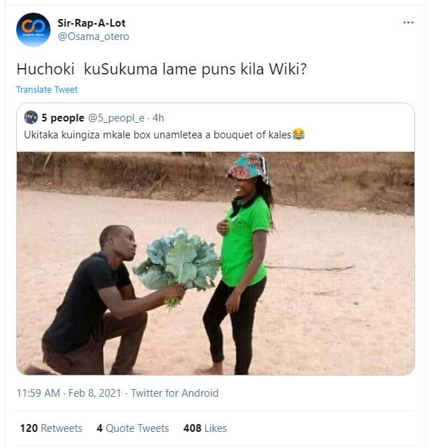 Sirrapalot osama_otero huchoki kusukuma lame puns kila wiki? translate tweet 5 p