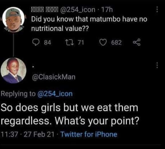 Frii7 jrfir 254_icon 17h did you know that matumbo have no nutritional value?? 8