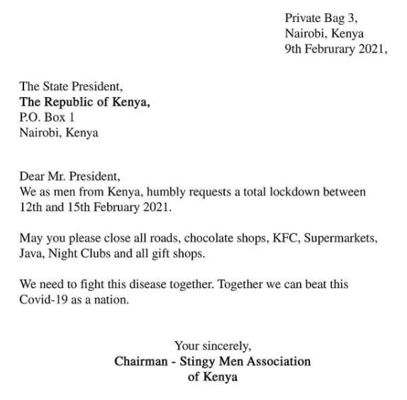 Private bag nairobi kenya 9th februrary , the state president . the republic of