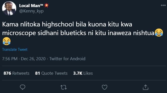 Local man kenny_kyp kama nlitoka highschool bila kuona kitu kwa microscope sidha