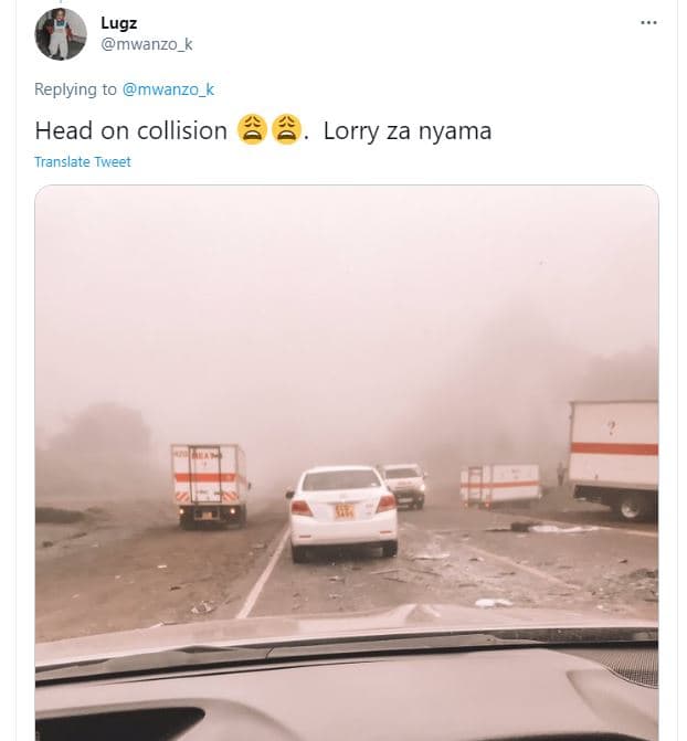 Lugz mwanzo_k replying to mwanzo_k head on collision translate tweet lorry za ny