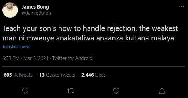 James bong jamiebuton teach your son's how to handle rejection the weakest man n