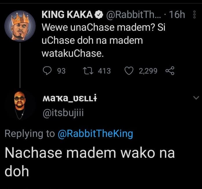 King kaka rabbitth. 16h g wewe unachase madem? si uchase doh na madem watakuchas