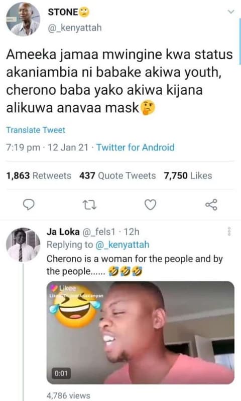 Stone _kenyattah ameeka jamaa mwingine kwa status akaniambia ni babake akiwa you