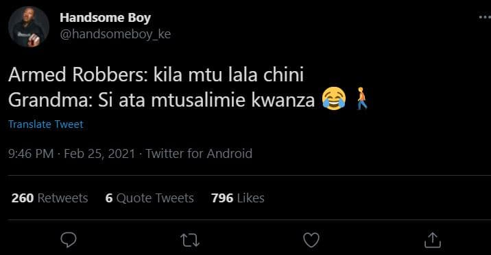Handsome boy handsomeboy_ke armed robbers kila mtu lala chini grandma si ata mtu