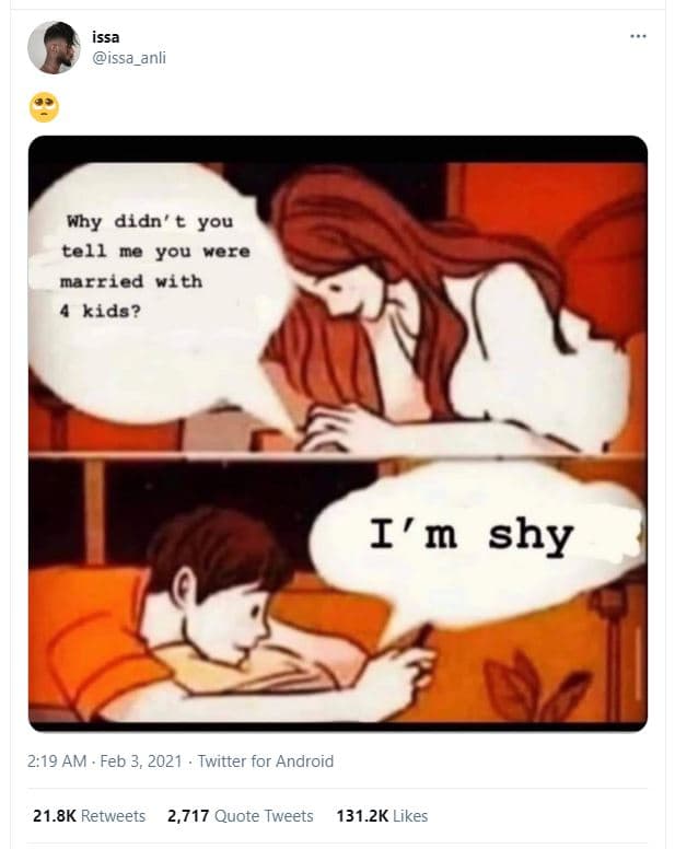 Issa issa_anli why didn' t you tell meyou were married with kids? i' m shy 2.19