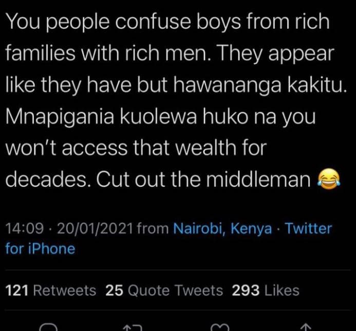 You people confuse boys from rich families with rich men they appear like they h