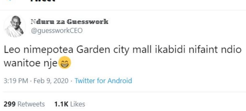 Nduru za guesswork guessworkceo leo nimepotea garden city mall ikabidi nifaint n