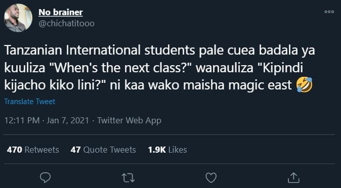 No brainer chichatitooo tanzanian international students pale cuea badala ya kuu