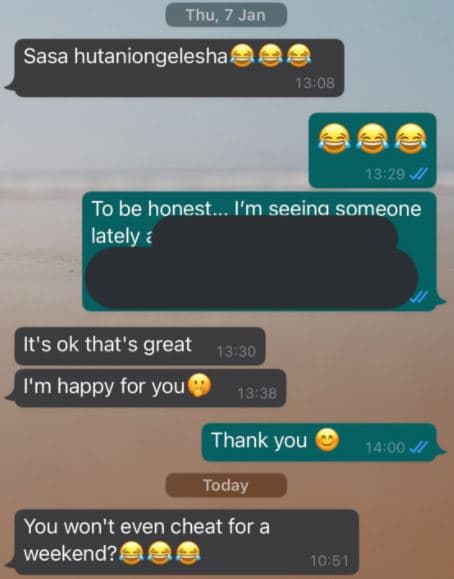 Thu 7 jan sasa hutaniongelesha 13 08 13.29 to be honest i'm seeina someone latel