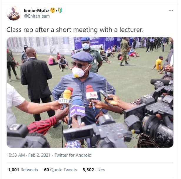 Ennie mufc. enitan_sam class rep after a short meeting with a lecturer 0 10.53 a