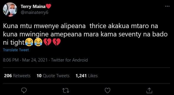 Terry maina mainaterry6 kuna mtu mwenye alipeana thrice akakua mtaro na kuna mwi