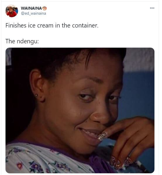 Wainaina ed_wainaina finishes ice cream in the container . the ndengu