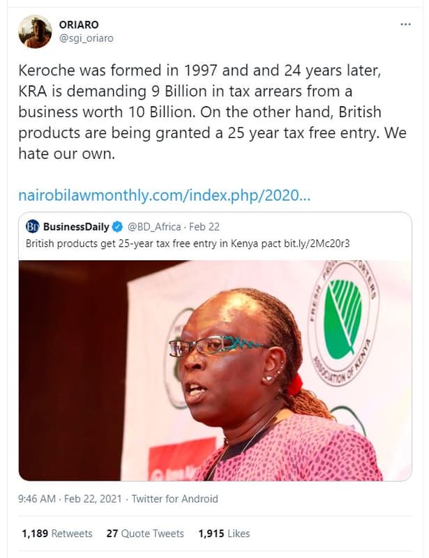 Oriaro sg1_orlaro keroche was formed in and and 24 years later, kra is demanding