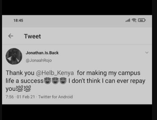18,45 r0 tweet jonathan is,back jonaahrojo thank you helb_kenya for making my ca