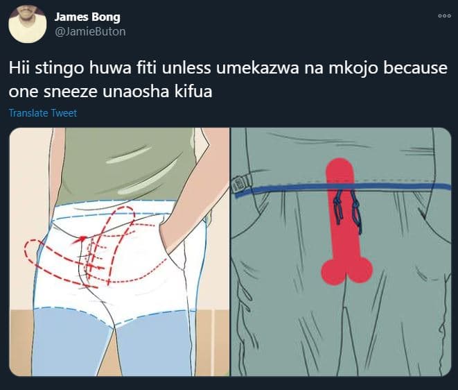 James bong jamiebuton hii stingo huwa fiti unless umekazwa na mkojo because one