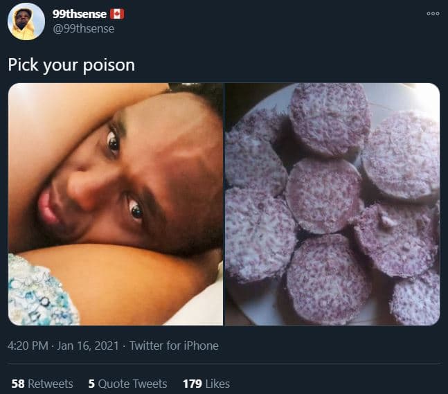 99thsense 99thsense pick your poison 4.20 pm . jan 16, twitter for iphone 58 ret