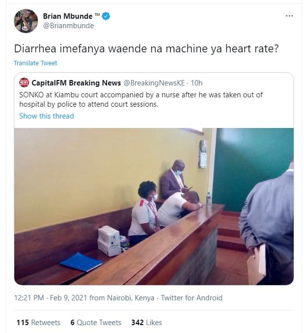 Brian mbunde brianmbunde diarrhea imefanya waende na machine ya heart rate? tran
