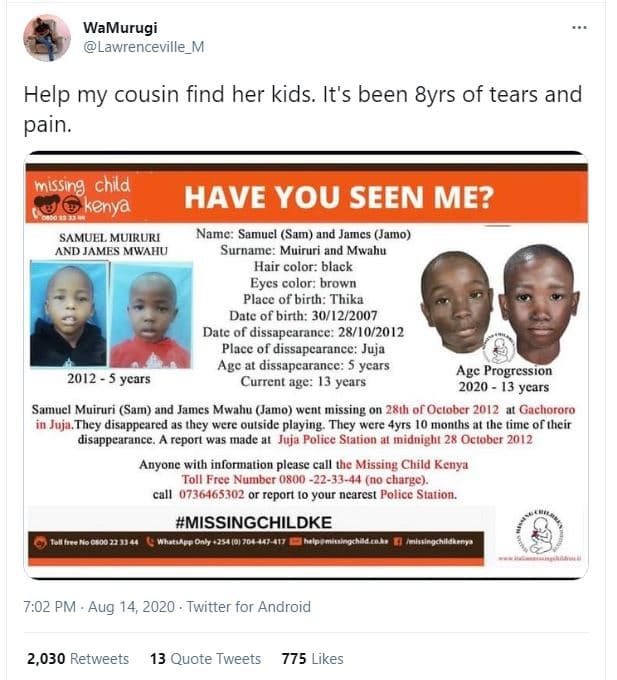 Wamurugi lawrenceville_m help my cousin find her kids. it's been 8yrs of tears a