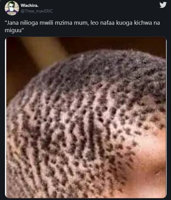 Wachira. thee_maveric jana nilioga mwili mzima mum leo nafaa kuoga kichwa na mig