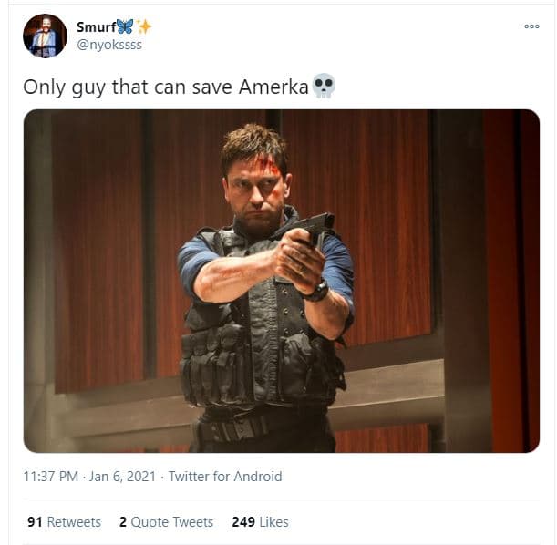 Smurf8 nyokssss only guy that can save amerka 11.37 pm jan 6, twitter for androi