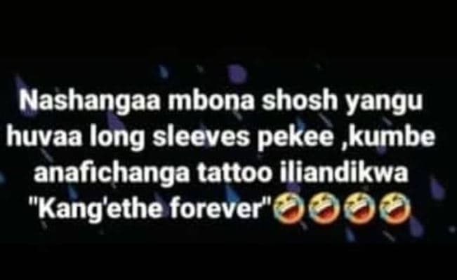 Nashangaa mbona shosh yangu huvaa long sleeves pekee,kumbe anafichanga tattoo il