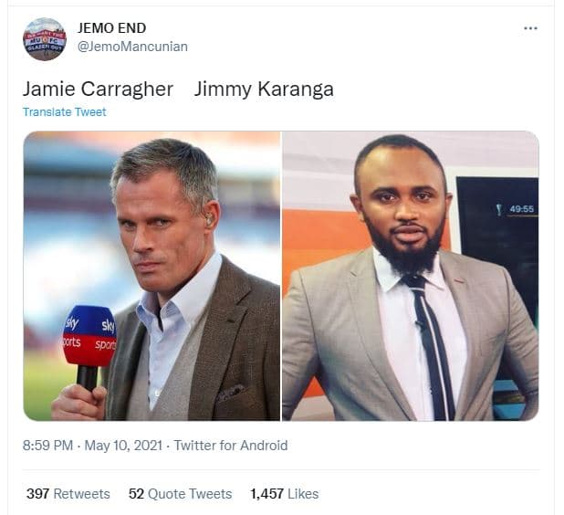 Jemo end emomancunian jamie carragher jimmy karanga translate tweet 4955 ats spa